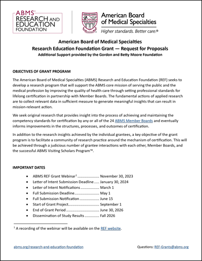ABMS REF Grant Application Materials flyer ABMS REF Grant Application Materials flyer thumbnail